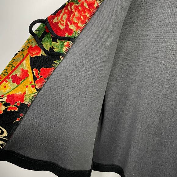 Vintage Y2K Soft Surroundings Black Crepe Knit Kimono Asian Flowy Artsy Jacket L - Picture 9 of 13